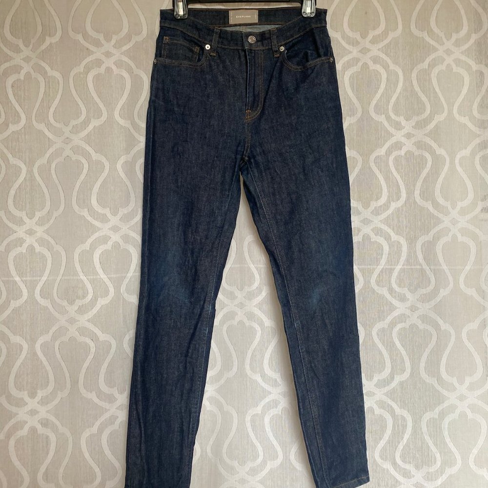 Everlane High Rise Dark Wash Skinny Jeans